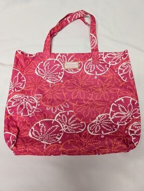 Lilly Pulitzer Pink & White Seashell Canvas Tote